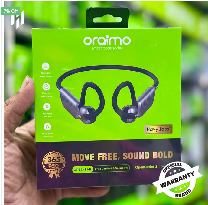 oraimo OpenCirclet 2 IPX5 Steps Tracking Open-Ear Headphones