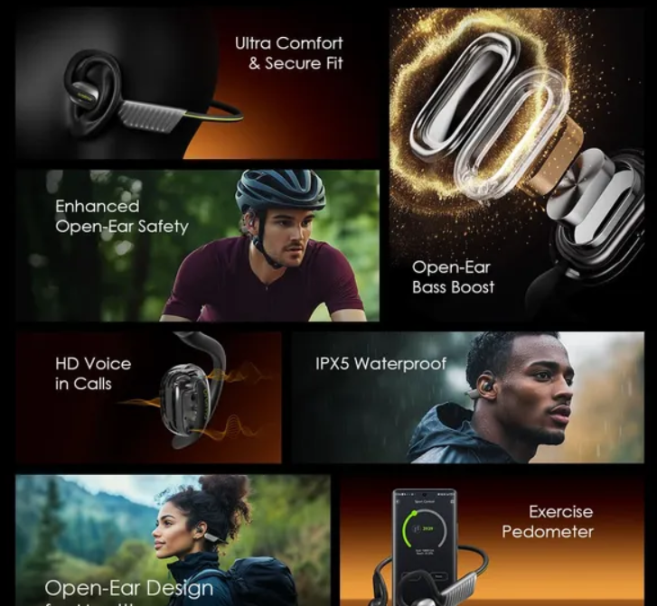 oraimo OpenCirclet 2 IPX5 Steps Tracking Open-Ear Headphones