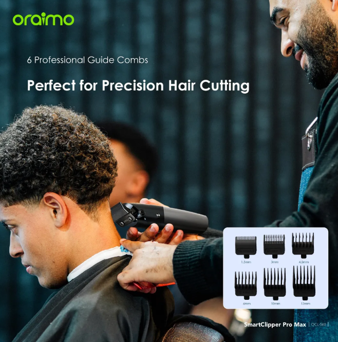 oraimo SmartClipper Pro Max  5-Hour Run Time 6 Professional Guide Combs Professional Hair Clipper