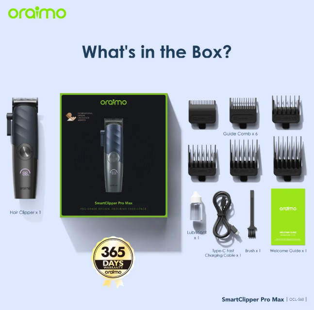 oraimo SmartClipper Pro Max 5-Hour Run Time Professional Hair Clipper + Oraimo Strong Bass HD Sound Earphone