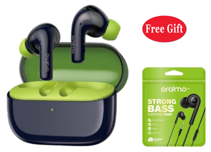 oraimo SpaceBuds Z ANC True Wireless Earbuds with Spatial Audio + Oraimo Strong Bass HD Sound Earphone