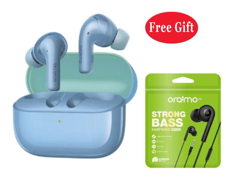 oraimo SpaceBuds Z ANC True Wireless Earbuds with Spatial Audio + Oraimo Strong Bass HD Sound Earphone