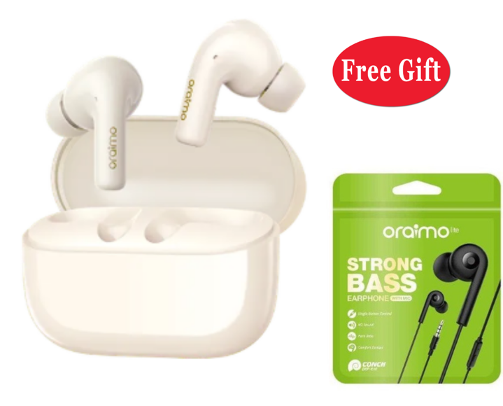 oraimo SpaceBuds Z ANC True Wireless Earbuds with Spatial Audio + Oraimo Strong Bass HD Sound Earphone