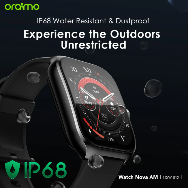 oraimo Watch Nova AM 2.01" AMOLED Screen Curved Cover  60-Day Standby Time Smart Watch + Oraimo Toast 10 Byte 10000 mAh Powerbank
