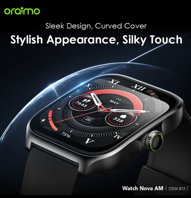 oraimo Watch Nova AM 2.01" AMOLED Screen Curved Cover  60-Day Standby Time Smart Watch + Oraimo Toast 10 Byte 10000 mAh Powerbank
