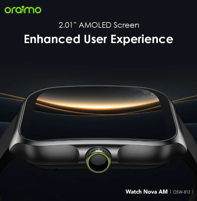 oraimo Watch Nova AM 2.01" AMOLED Screen Curved Cover  60-Day Standby Time Smart Watch + Oraimo Toast 10 Byte 10000 mAh Powerbank