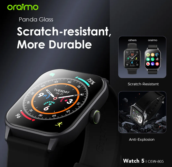 oraimo Watch 5 2.01" HD   Anti-scratch Panda Glass 1ATM AI-Generated Watch Faces Smart Watch Oraimo Toast 10 Byte 10000 mAh Powerbank