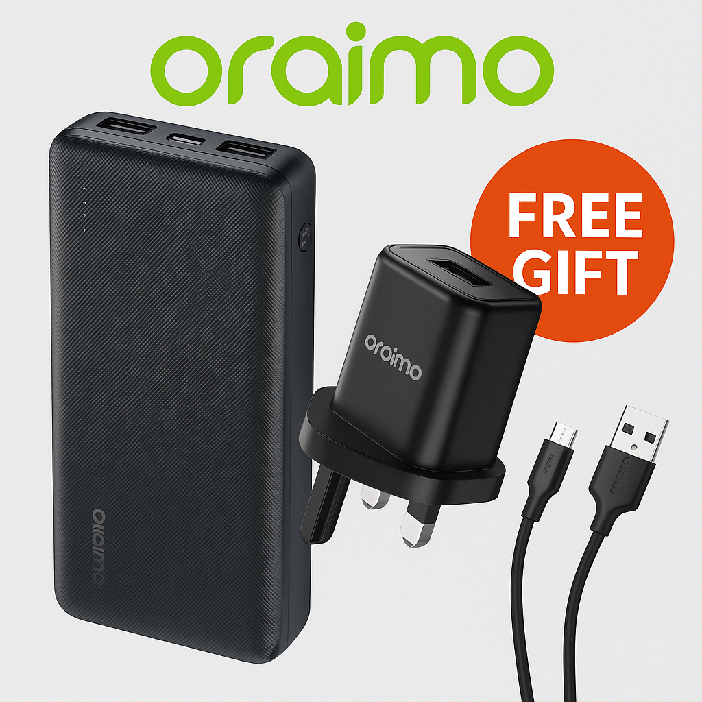oraimo Traveler 12 20000mAh 12W Power Bank + Oraimo OCW-U37SP+M53 Cannon 3 Mini Charger 6W
powerbank