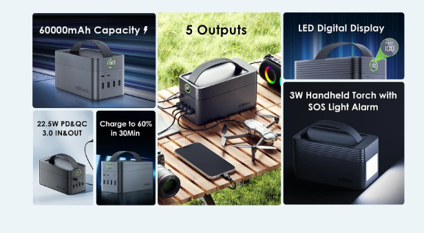 oraimo PowerBox 600 60000mAh 22.5W 5 Outputs in One Power Bank