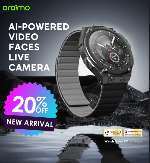 oraimo Watch Nova RV 1.39" HD Video Watch Faces IP68 Smart Watch + An Extra Strap