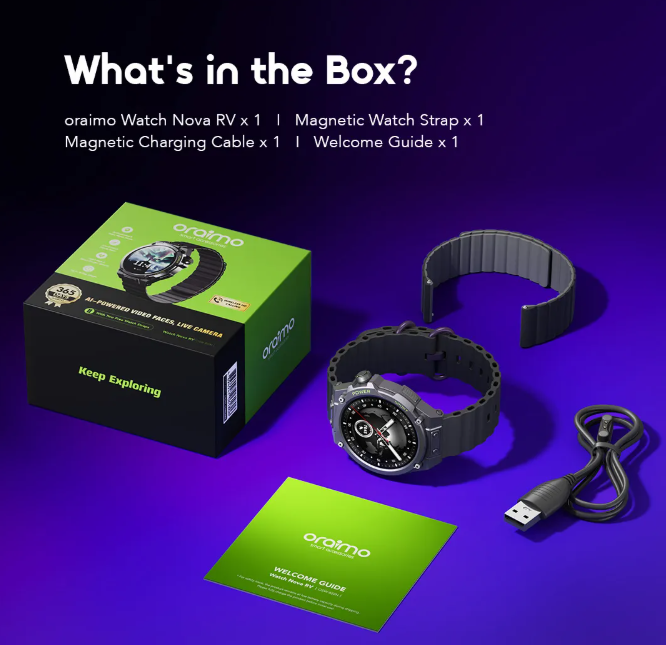 oraimo Watch Nova RV 1.39" HD Video Watch Faces IP68 Smart Watch + An Extra Strap