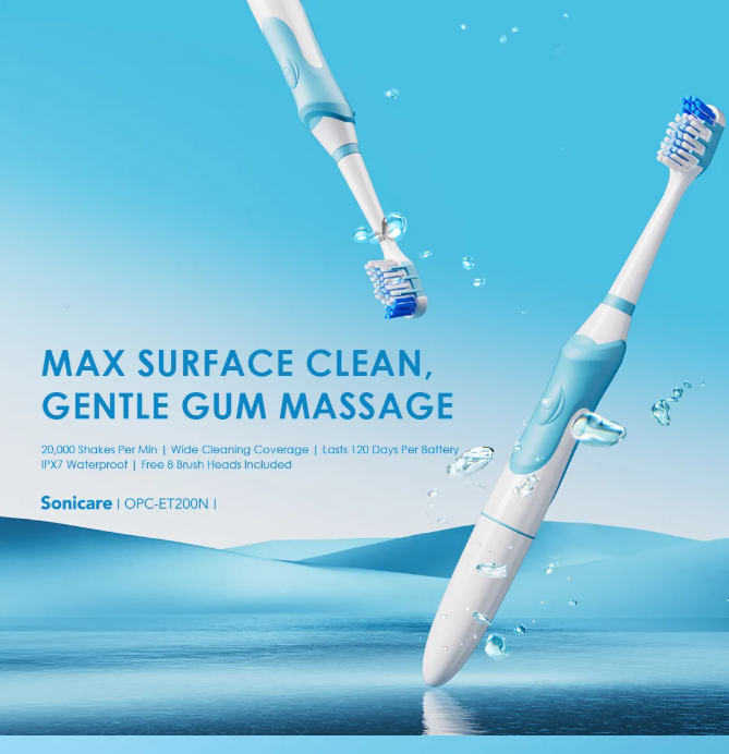 oraimo SoniCare Electric Toothbrush  Lasts 120 Days Per Battery,  8 Brush Heads Last A Year