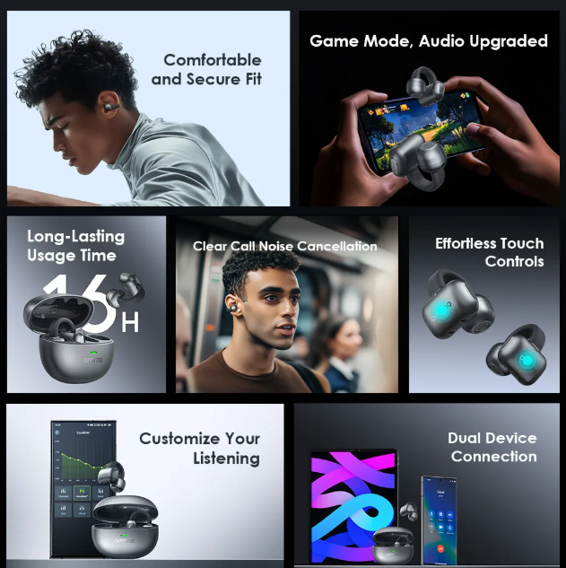 oraimo OpenSnap N Open-Ear True Wireless Earbuds  Clear Voice in Calls Oraimo Bluetooth Earphones