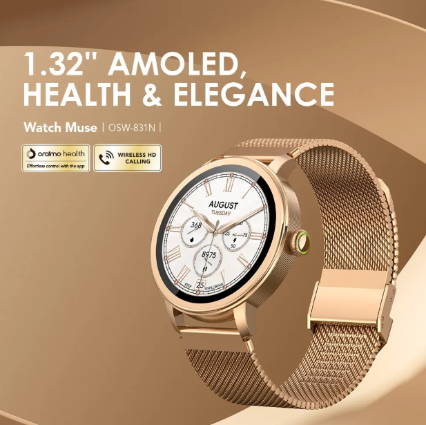 oraimo Watch Muse 1.32” AMOLED IP68 Smart Watch AI-Generated Watch Faces  Anti-scratch Panda Glass Oraimio Smartwatch
