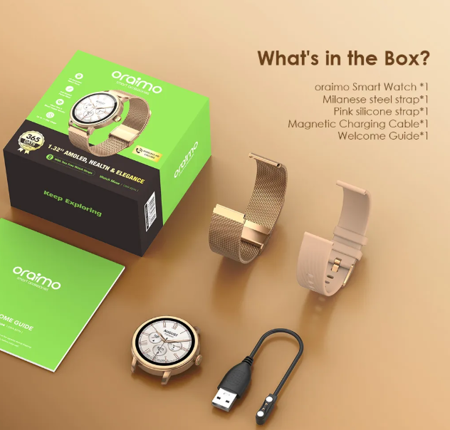 oraimo Watch Muse 1.32” AMOLED IP68 Smart Watch AI-Generated Watch Faces  Anti-scratch Panda Glass Oraimio Smartwatch