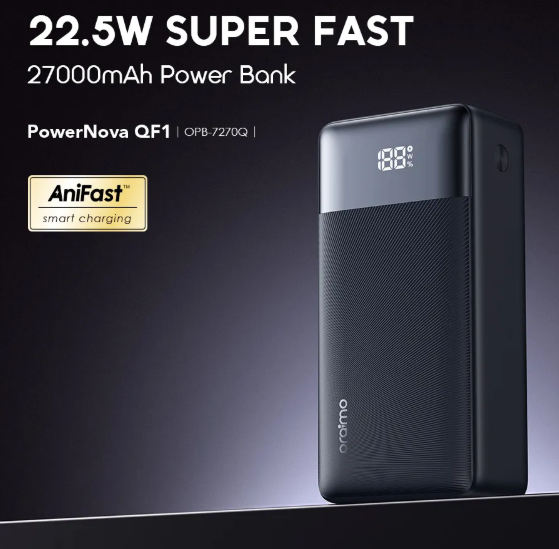 oraimo PowerNova QF1 27000mAh 22.5W Power Bank  Charge Your Phone Up TO 5.5 Times Oraimo Portable Powerbank
