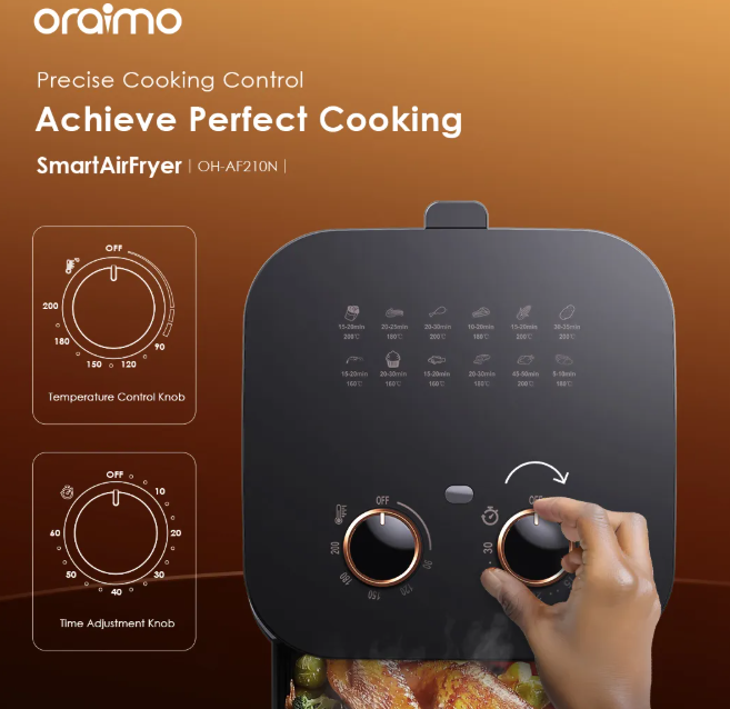 oraimo SmartAirFryer 1500W Cooking Visible Smart Air Fryer Less Oil, More Crunch, 5L Big  Air Fryers