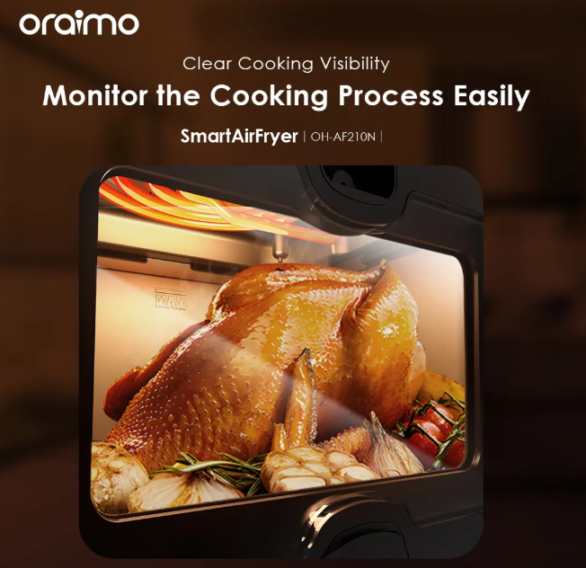 oraimo SmartAirFryer 1500W Cooking Visible Smart Air Fryer Less Oil, More Crunch, 5L Big  Air Fryers