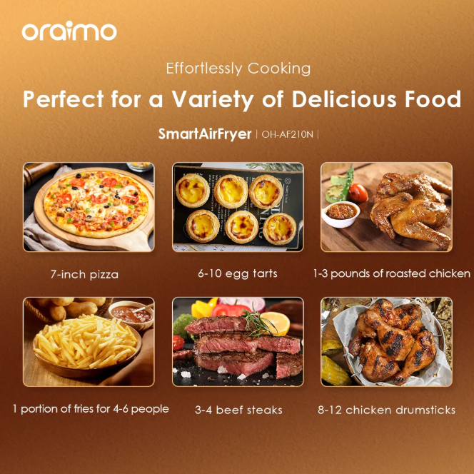 oraimo SmartAirFryer 1500W Cooking Visible Smart Air Fryer Less Oil, More Crunch, 5L Big  Air Fryers