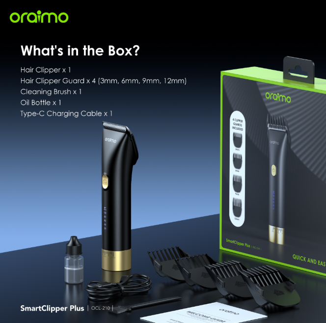 oraimo Smart Clipper Plus Cordless Hair Clipper Powerful Rotary Motor Electric Hair Shaver