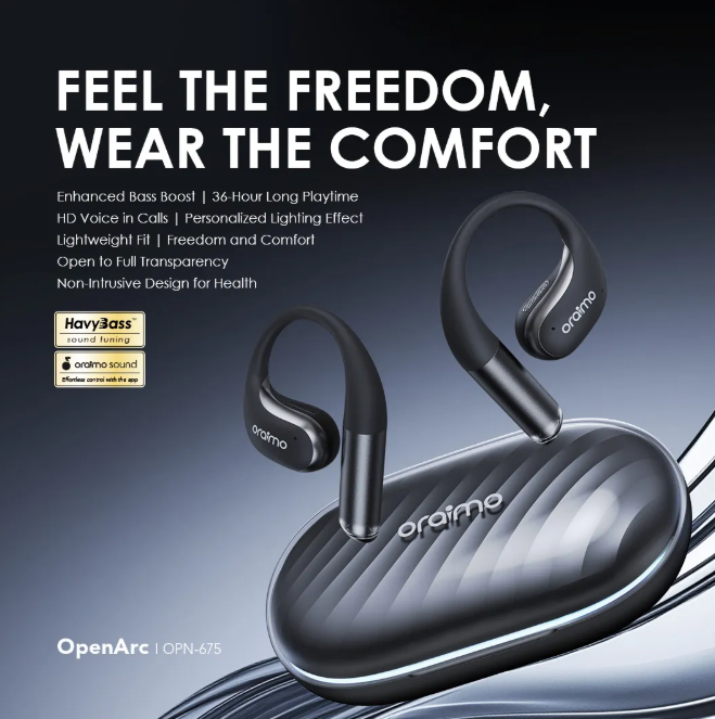 oraimo OpenArc Open-Ear  Open-Ear Bass Boost Wireless Earphones