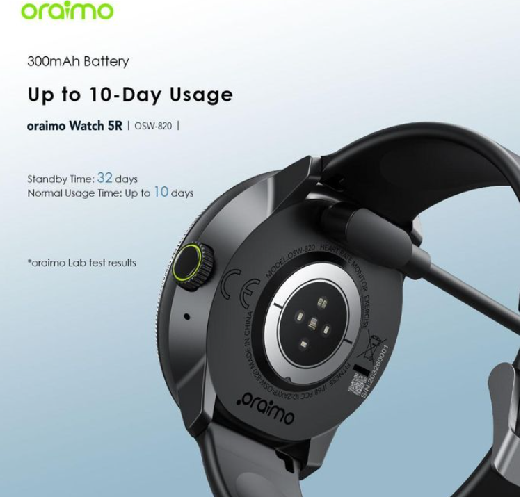 Oraimo Watch 5 Lite 2.01" HD IP68 Smart Watch 24-hour Health Monitoring