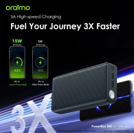ORIGINAL oraimo PowerBox 300 Lit 30000mAh 15W Power Bank