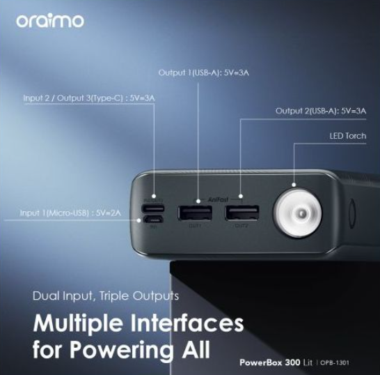 ORIGINAL oraimo PowerBox 300 Lit 30000mAh 15W Power Bank