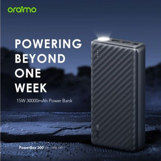ORIGINAL oraimo PowerBox 300 Lit 30000mAh 15W Power Bank