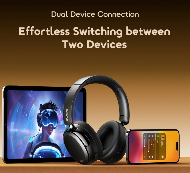 OFFER! Oraimo BoomPop N with Hybrid Noise Cancellation,  65-hr Long Playtime and Dual Device Connection  Wireless Bluetooth Headphones Earphones