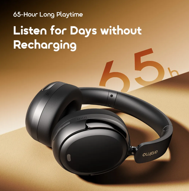 OFFER! Oraimo BoomPop N with Hybrid Noise Cancellation,  65-hr Long Playtime and Dual Device Connection  Wireless Bluetooth Headphones Earphones