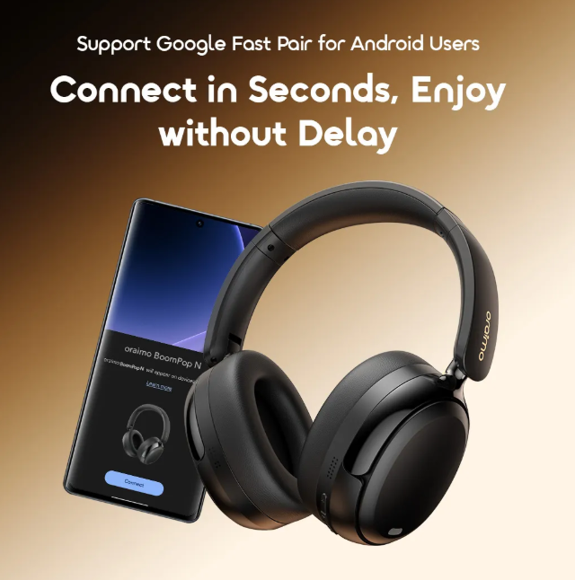 OFFER! Oraimo BoomPop N with Hybrid Noise Cancellation,  65-hr Long Playtime and Dual Device Connection  Wireless Bluetooth Headphones Earphones