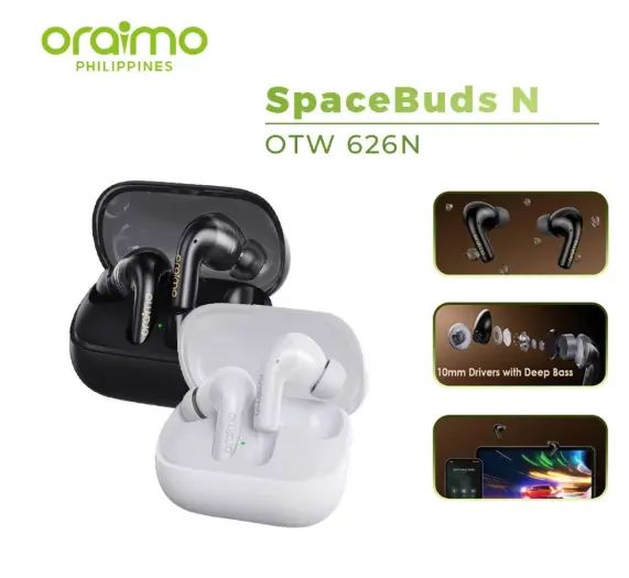 Oraimo OTW-626N Active noise cancellation Wireless Earphones TWS Bluetooth 5.4 with IPX5 Waterproof  Bluetooth Earphones