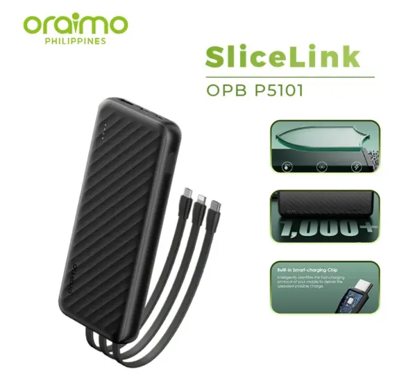 Oraimo OPB-P5101 10000mAh Original Powerbank PD12W 3in1 Fast Charge Dual USB and Type C Output