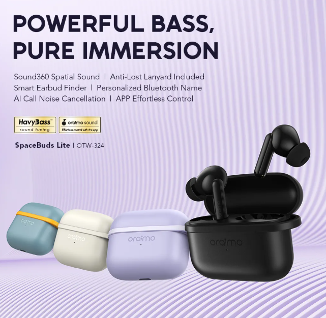 oraimo SpaceBuds Lite 40-Hr Long Playtime Sound360 Anti-Lost True Wireless  Bluetooth Earbuds  Sports Earphones