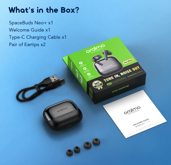 oraimo SpaceBuds Neo+ ANC Spatial Audio True Wireless  Bluetooth  Earphones