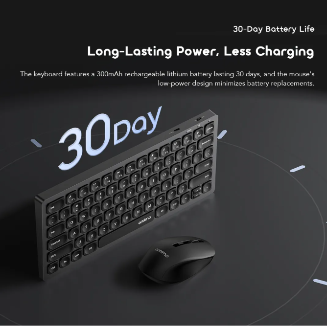 oraimo NimbleType Wireless Keyboard Mouse Kit 30-Day Battery Life, Long-Lasting Power  Keyboard & Mouse Combos