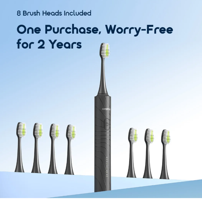 oraimo Magnisonic Sonic Power Electric Toothbrush+ 8 brush heads included