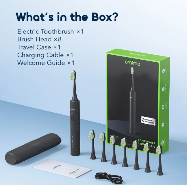 oraimo Magnisonic Sonic Power Electric Toothbrush+ 8 brush heads included