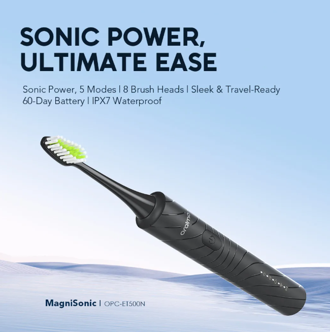 oraimo Magnisonic Sonic Power Electric Toothbrush+ 8 brush heads included