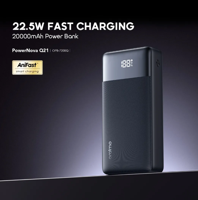 oraimo PowerNova Q21 20000mAh 22.5W Power Bank  QC3.0 & PD3.0 Compatible  Smart Digital Display PowerBanks