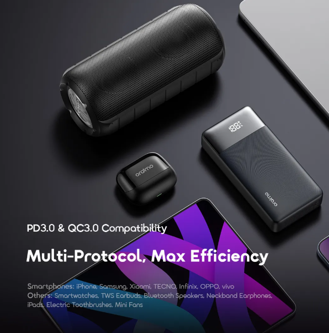 oraimo PowerNova Q21 20000mAh 22.5W Power Bank  QC3.0 & PD3.0 Compatible  Smart Digital Display PowerBanks