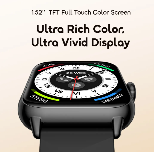 oraimo Watch 6 Nano 1.52" TFT Full Touch Smart Watch  Anti-Scratch Panda Glass +  Free Extra Strap