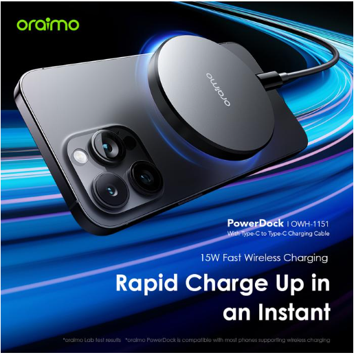 oraimo PowerDock 15W Magnetic Wireless Charging Hub MagSafe OWH-1151, fast charging 15W
Mini, Portable, Slim Design Wireless Chargers Wireless Chargers 

5A 3V Cable