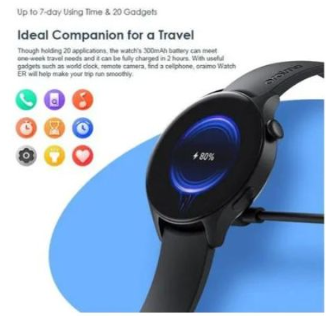 Oraimo Watch ER OSW-42 Bluetooth Calling Smart Watch – 1.43 Inch AMOLED 100 Plus Sports Modes IP68 Black Smartwatches