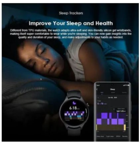 Oraimo Watch ER OSW-42 Bluetooth Calling Smart Watch – 1.43 Inch AMOLED 100 Plus Sports Modes IP68 Black Smartwatches