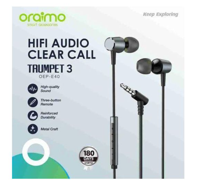 Oraimo OEP-E40 Trumpet 3 In-Ear Earphone With Mic  Wired Earphones