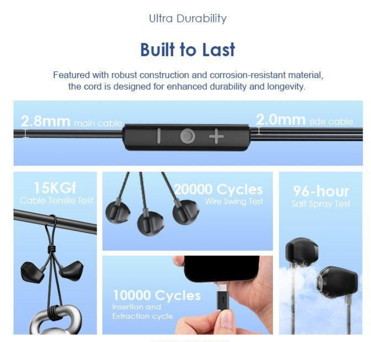 Oraimo Halo Airy Type C Earphones In ear Hd Sound Bass Earphone  Wired Earphones