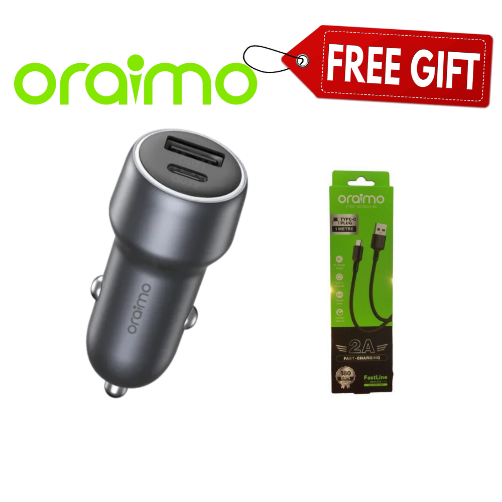 oraimo Bullet 48 48W Car Charger small size and ultra fast, comes with a free type c cable  Automobile Chargers