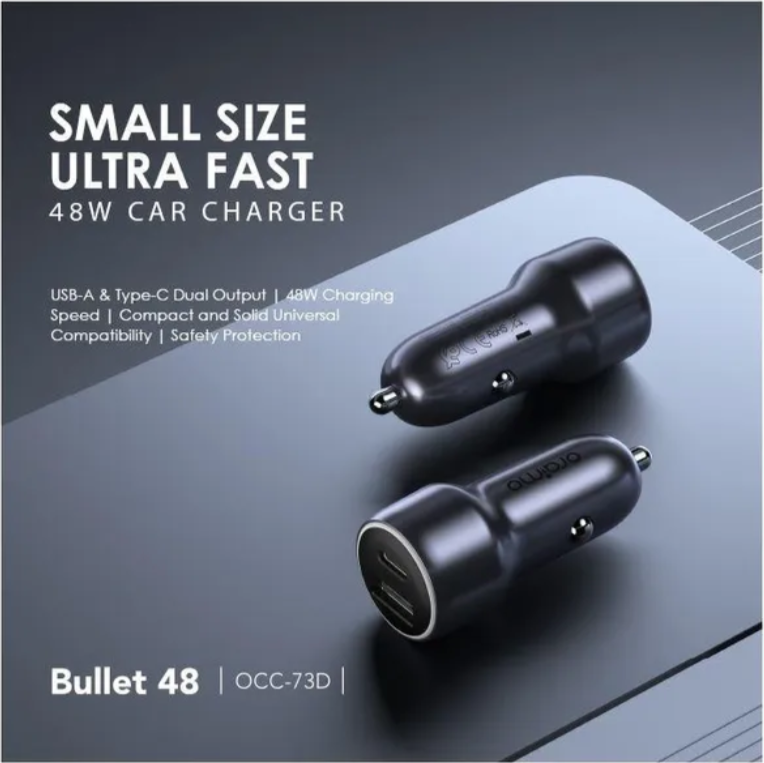 oraimo Bullet 48 48W Car Charger small size and ultra fast, comes with a free type c cable  Automobile Chargers